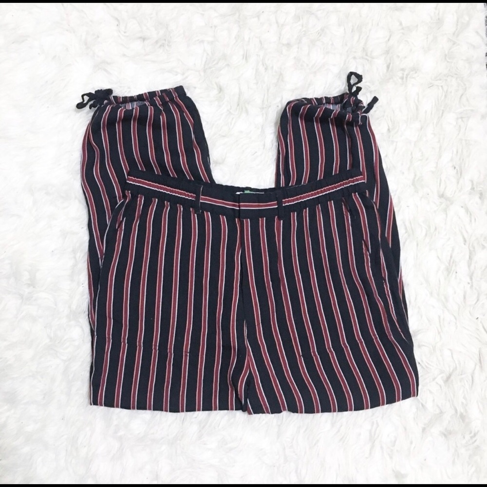 Anthropologie Red and Black Striped Pants